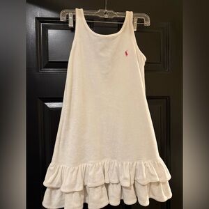 Ralph Lauren white terry cloth ruffle swimsuit coverup dress L